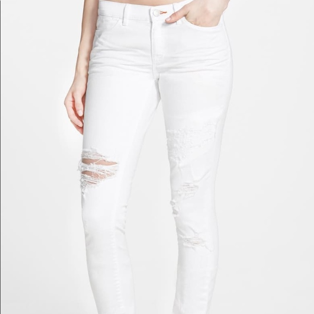 White ripped jeans